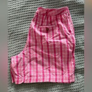 White Stag Pink and White Plaid Shorts